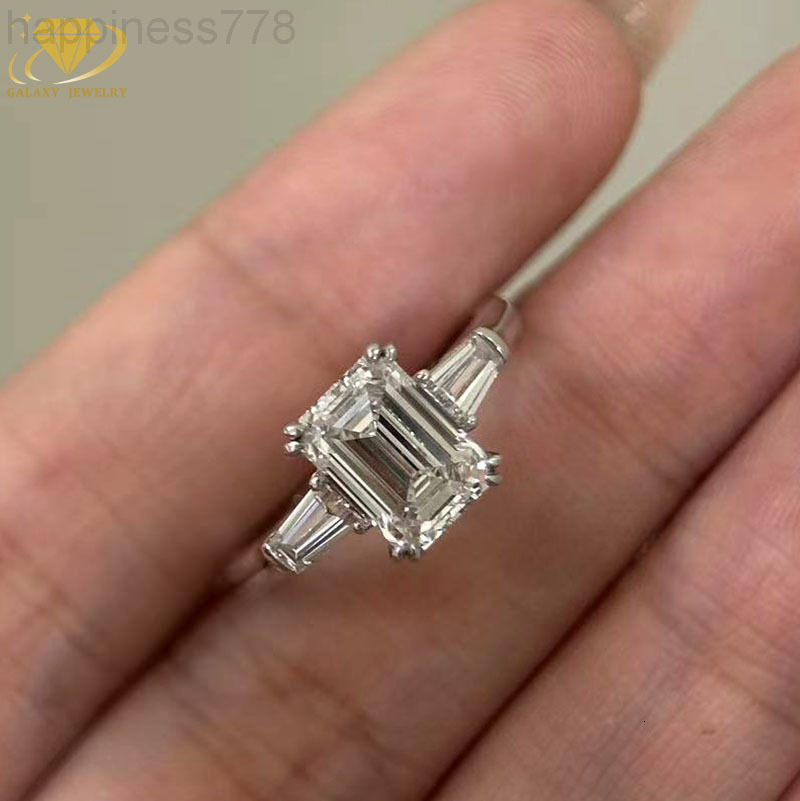 Custom Jewelry 14K Gold Emerald Cut Three Lives Stone Desight Lab Grown Diamond Ring Luxury Gold Rings With IGI Certificate