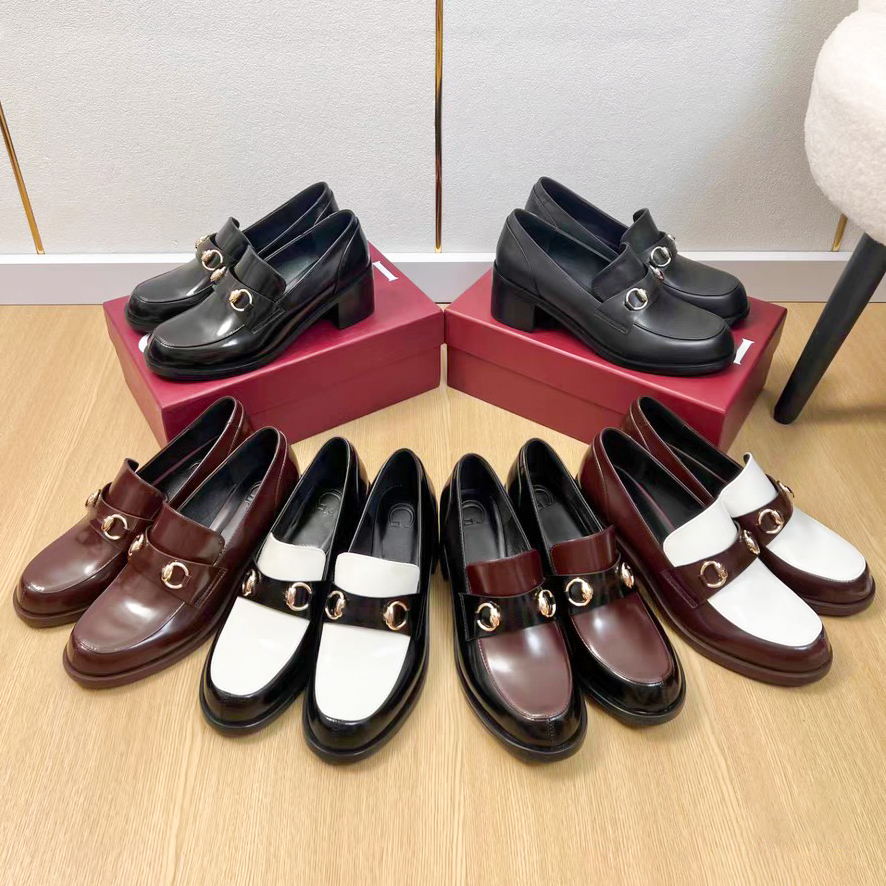 Top quality 2026 luxury Designer Loafer Shoe Women black Patent Leather Chunky heel Ballet Flat Mary Jane shoe summer Dress Casual youth moccasins w