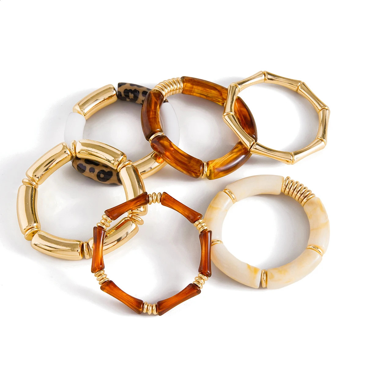 Youthway 2 Pcs/Set Vintage Resin Bangles For Women Minimalist 18K Gold Plated Stainless Steel Bangles Fashion Jewelry Girls Gift 251204
