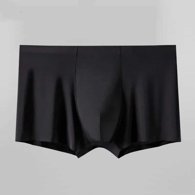 L-XXXL Seamless Ice Silk Boxers Men Solid Color Male Underpants Ultra-thin Sexy Underwear Summer COOL Trunk ShortsT251211