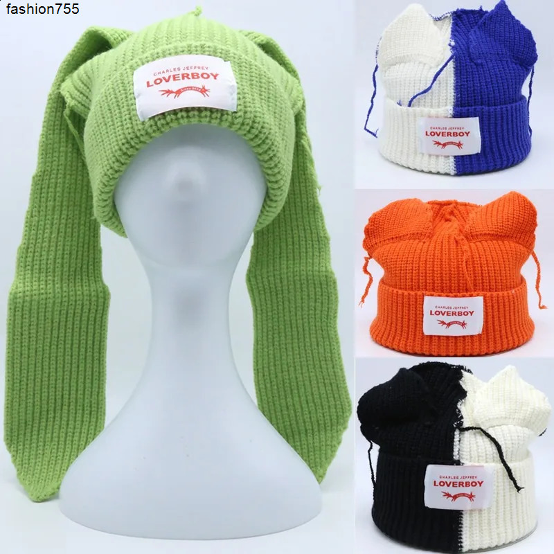 Beanie/Skull Caps 2026 Loverboy Cat Knitted Warm Pig Ear Woolen Cute Fashion Beanies Cap Niche Hip-hop Personality Cold Hat 240910