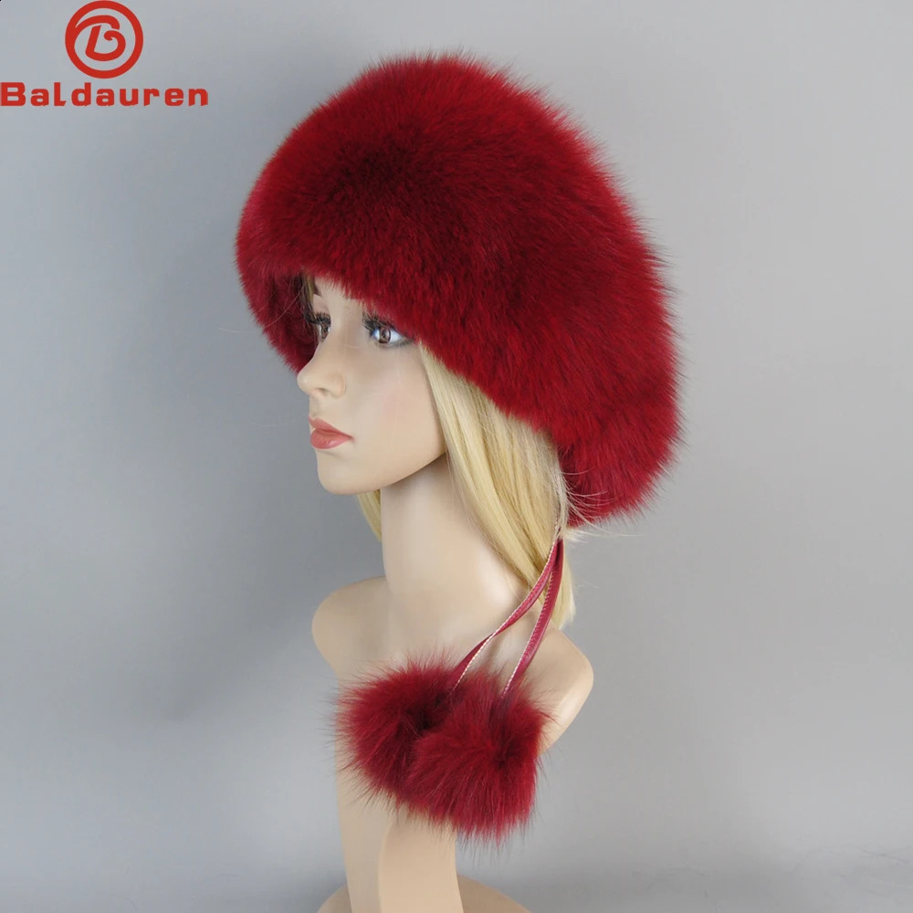 Winter 100 Natural Real Fox Fur Hat Women Outdoor Quality Real Fox Fur Bomber Hats Girl Real Genuine Fox Fur Caps 251210