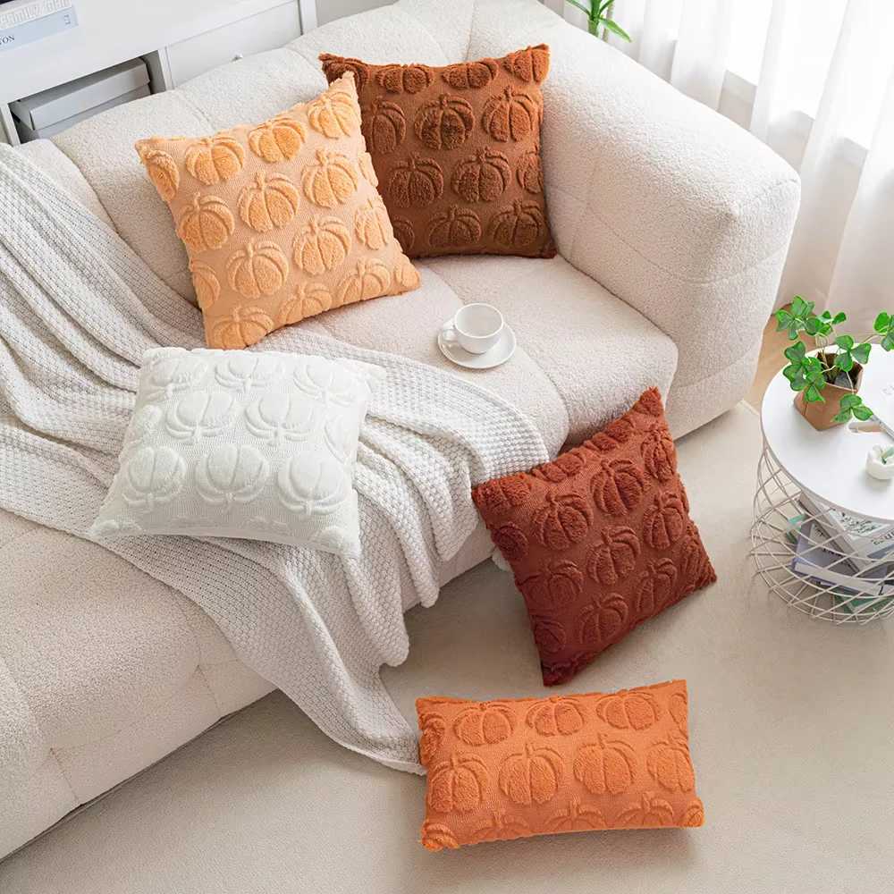 Pumpkin Fall Throw low Covers Embroidery Fluffy Plush Accent low Cases Plush low Case Halloween Farmhouse He Decor H251211-image-1088029019