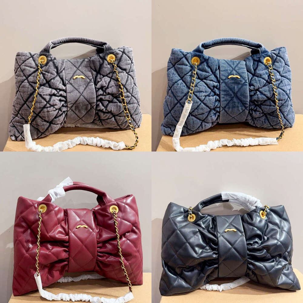Womens Bow Denim Designer hand bag Luxury man classic quilted lambskin Canvas Crossbody bag weekend Underarm sling Clutch brand Shoulder satchel hav
