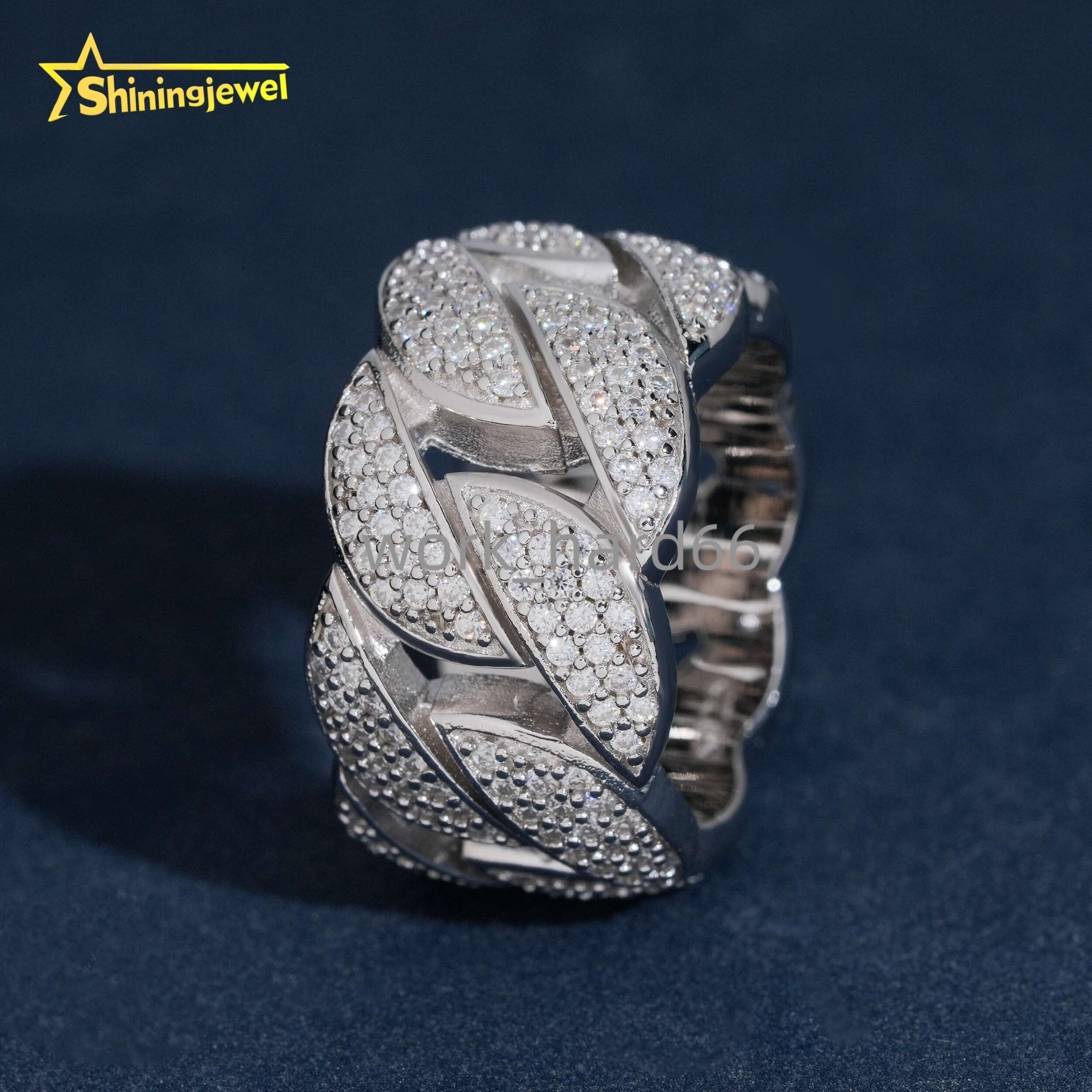 Pass Diamond Tester Hip Hop Iced Out Cuban Ring Infinity Mens 925 Sterling Silver Moissanite Rings