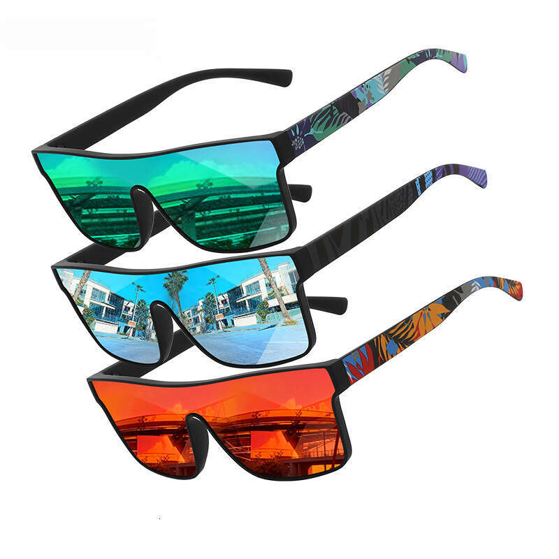New Large Frame Cycling Glasses For Men And Women, Sunshade Colorful Sunglasses, Fashionable Driving Integrated Sunglasses