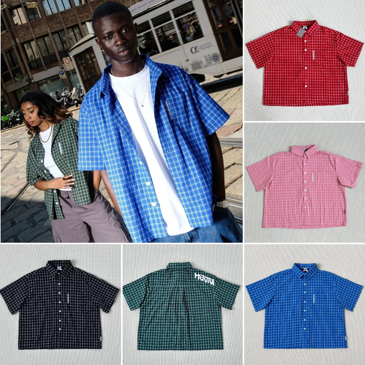 Chemises décontractées pour hommes Marque de mode Chemise à carreaux Été Plusieurs couleurs Hommes Femmes Casual Manches courtes Streetwear Tops