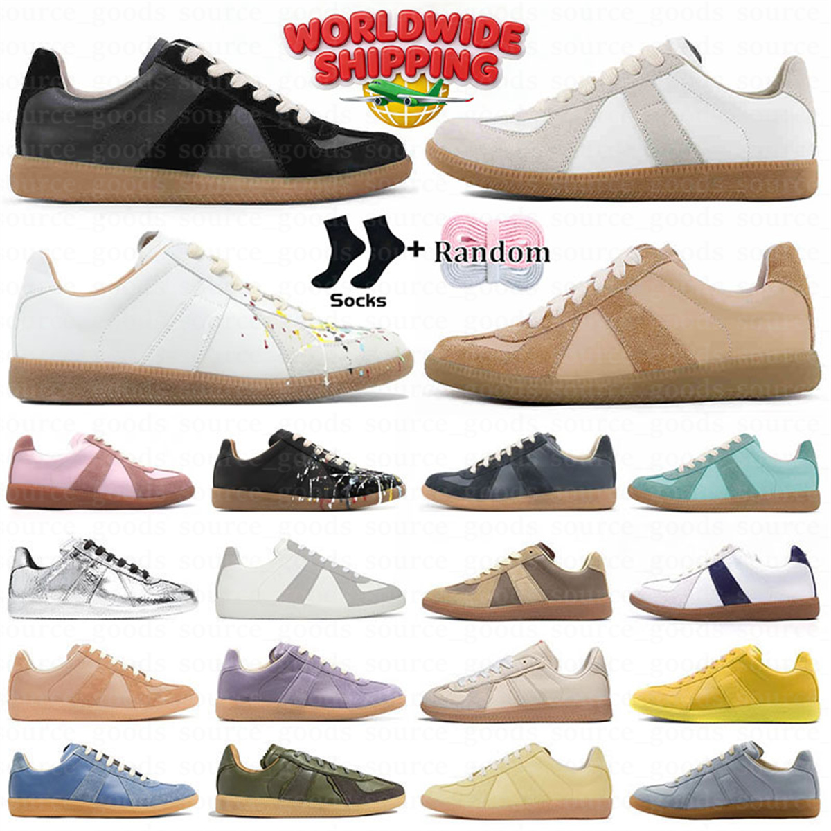 German Army Trainer Gats Black Gum Gat Low MM6 Sneakers White Grey painter Nude Shoes Men Women Casual Shoe Sneaker Mens Womens Size US 5.5-12 with