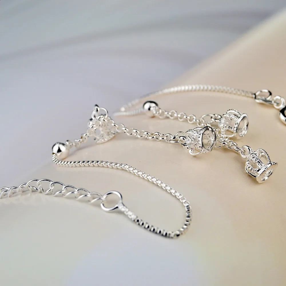 925 Sterling Silver Crown Anklet Womens Fashion Simple Temperament Foot Chain Jewelry Accessory for Senior Birthday Gift 251210