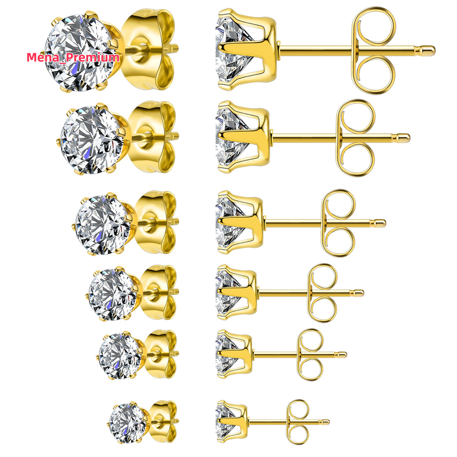 Glittering Round Brilliant Cut Ear Studs 18K Gold Plated Stud Earrings Diamond Earrings for Women