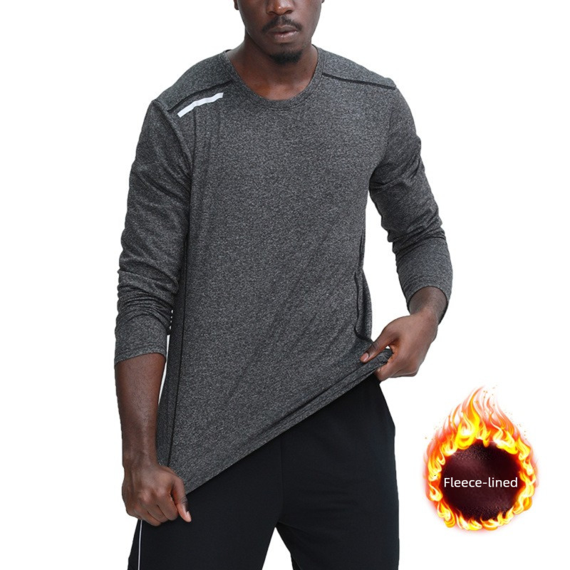 Autumn and Winter Designer Shirts Fleece-Lined Warm Casual Sports Top for Men Long Sleeve Quick-Dry Training Running Fitness Clothing for Men free s
