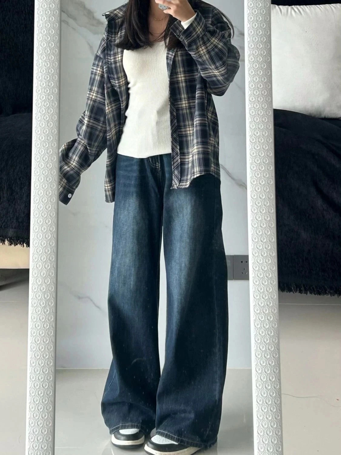 Jeans da donna Jeans larghi Y2k Retro gamba dritta allentata denim lavato vita alta dimagrante pantaloni lunghi comfort fit per le donne 251210