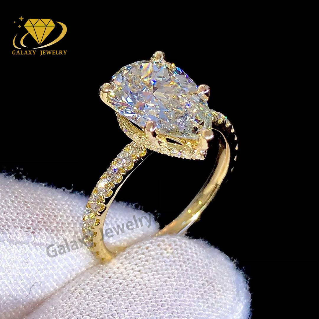 Custom Pear Cut Lab Grown Diamond Ring Gia Igi Cvd HPHT Vvs Lab Grown Created Diamond 14k 18k Solid Gold Rings Engagement Ring