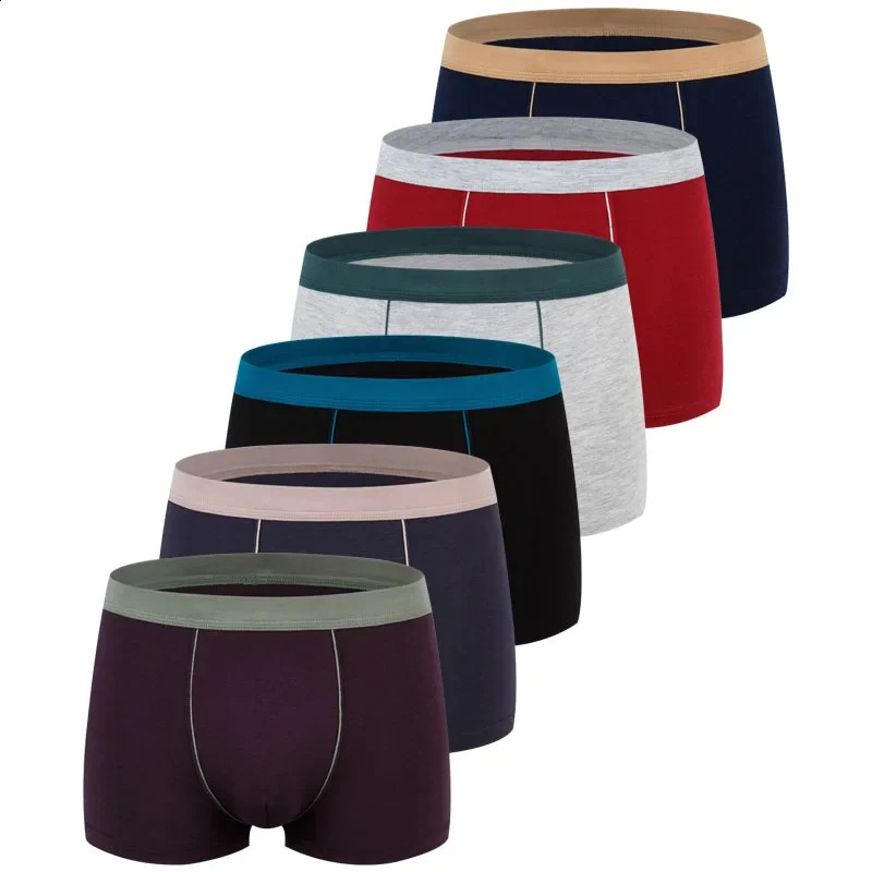 6 pcs/lot large size seamless underwear men solid cotton boxer shorts mens panties breathable boxers mens pack underpants man251205