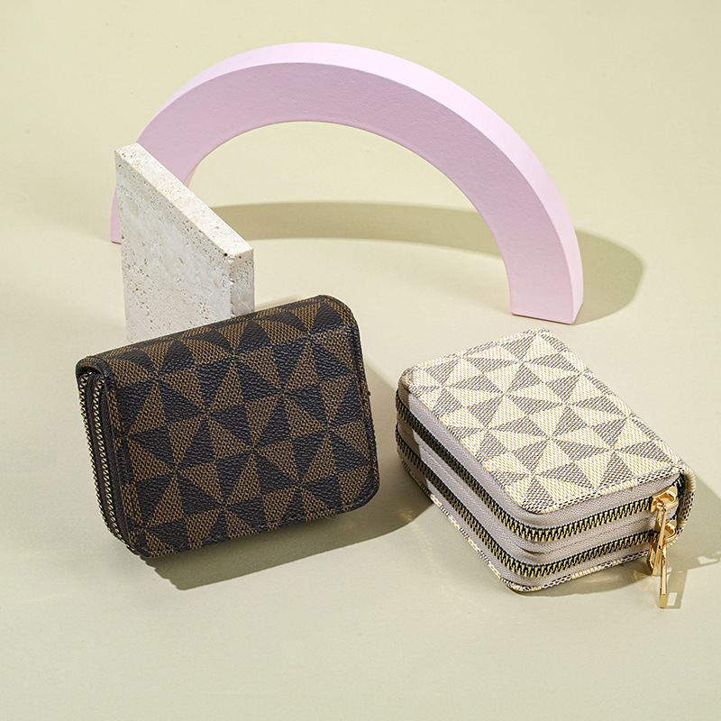New men's and women's short multi-slot accordion card holder, minimalist windmill fashion large-capacity printed coin purse, multifunction