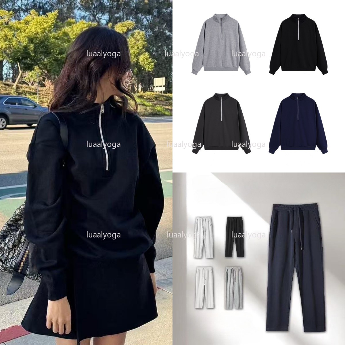 Designer Women Men Sets S-3XL 1/4 Full Zip Sweatshirt Sweatpants Pullover Hoodie Accolade Jacket Quarter Zip Pullover Yoga Crew Neck Leg Pants Cloth