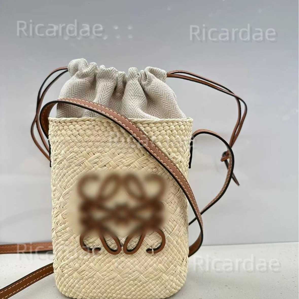 New French Style Straw Bag 2025 New Handheld Drawstring Gradient Color Versatile Shoulder Phone Bag T251211