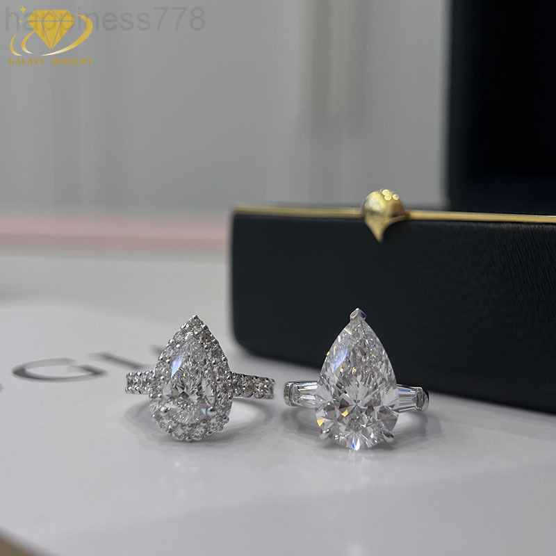 Fashion Jewelry 18K White Gold Plating Pear Cut Lab Grown Diamond Ring With IGI Certificate For Women
