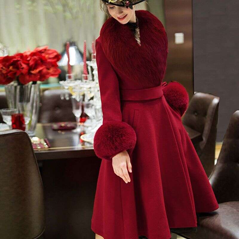 Double-sided Wool Coat Womens 2025 Autumn Winter Jacket Fashion Woolen Coats Female Large Size Long Fur Collar Warm Outerwear