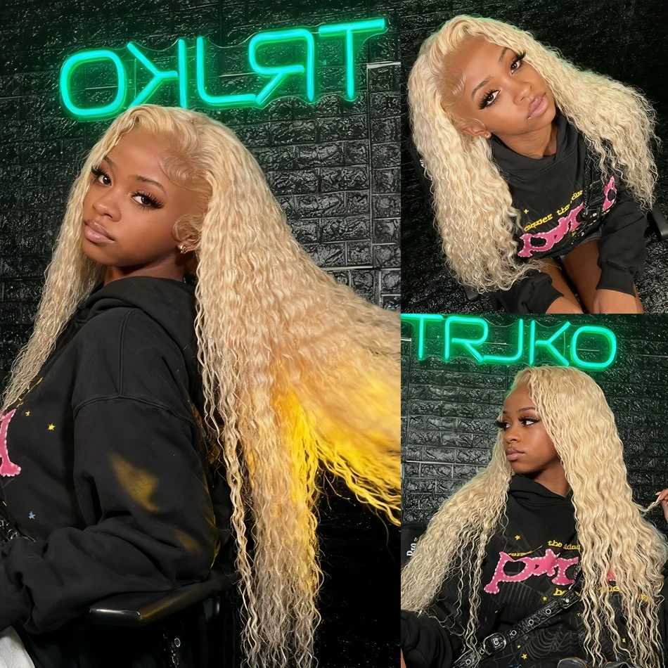 Deep Wave Blonde 613 Hd Lace Frontal Wig 13x6 Lace Frontal Wig Curly Human Hair Wigs 13x4 Water Wave Lace Front Wig Pre plucked M251211-image-1088062886