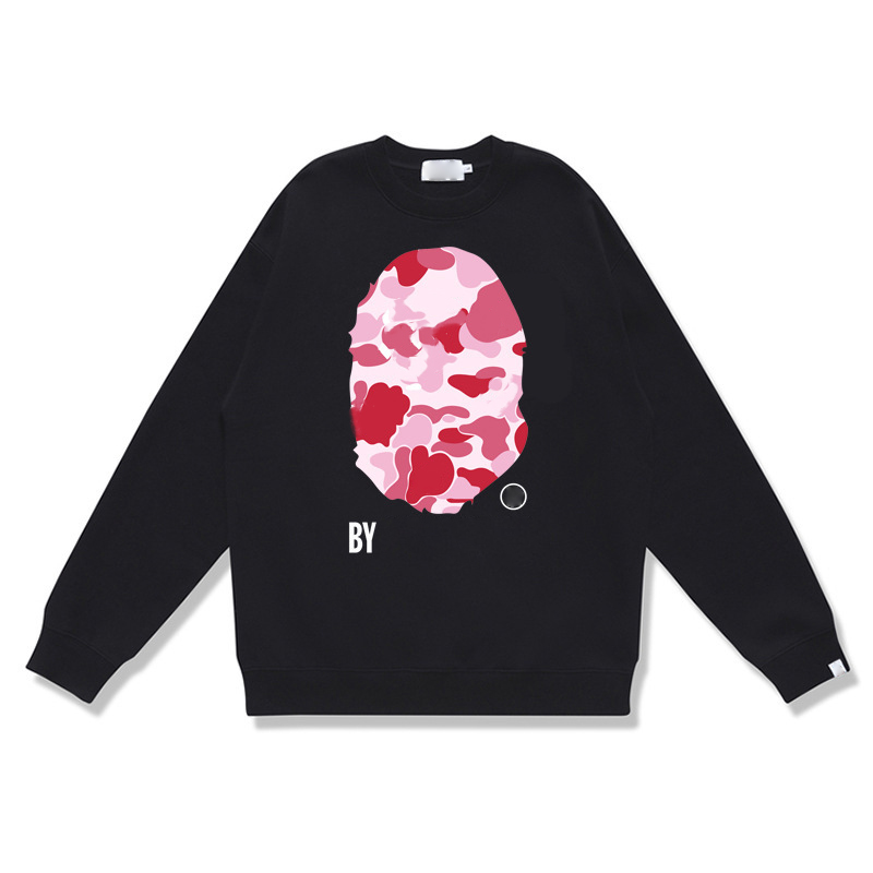 Bap Men's Sweater Camouflage Shark Letter Print Soft Breathable Cotton Loose Bapese Long Sleeve Pullover Street Travel Casual Designer All Matc