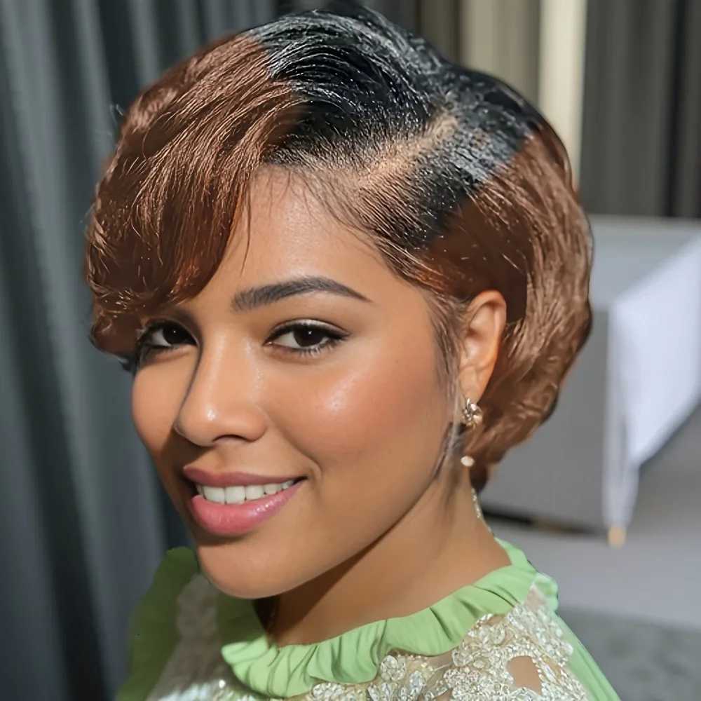 13x4 lace 1b99 1b4 black color short straight 8inch 150 density pixie cut human hair wig daily party mothers day gift wig M251211-image-1088062131
