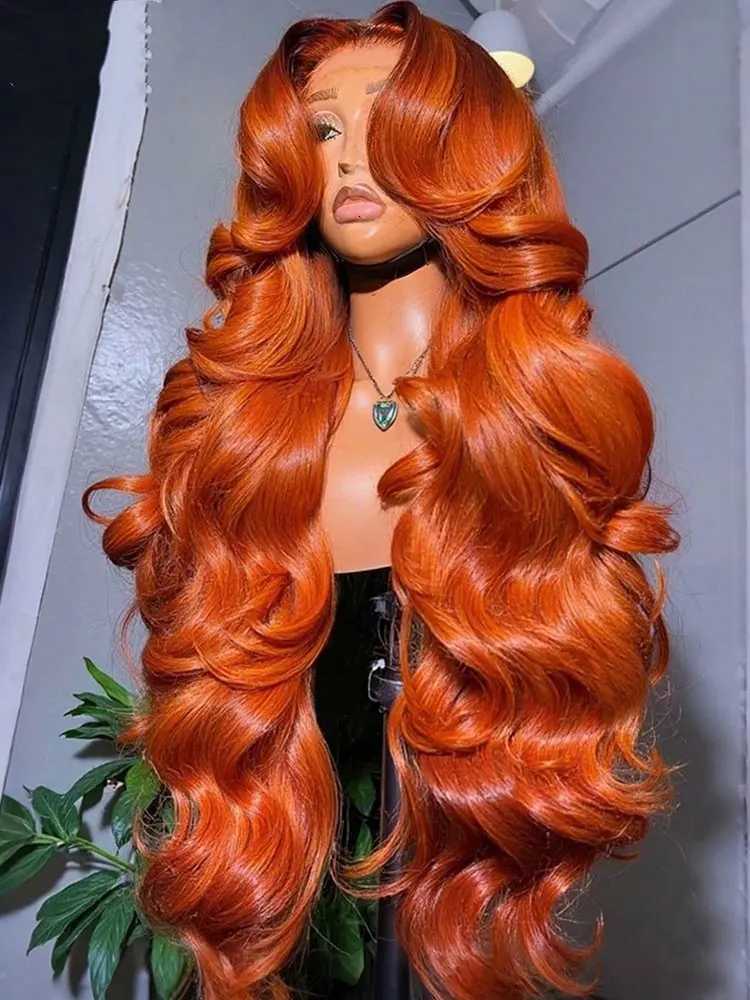 250 Body Wave Hair Orange Ginger Lace Front Wigs Human Hair 350 Colored 13X4 HD Transparent Lace Frontal Wigs Pre Plucked M251211-image-1088070305