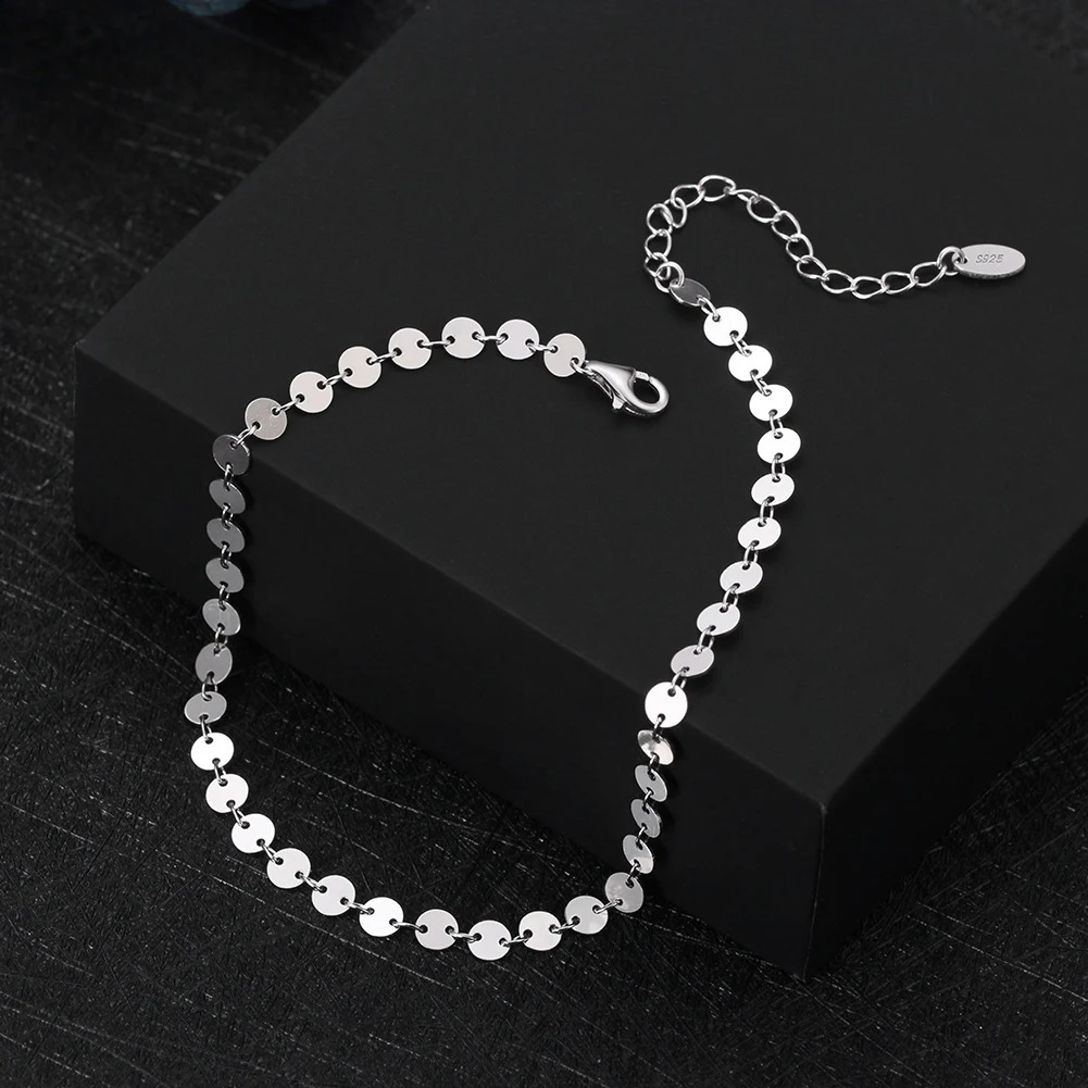 KISS MANDY Real 925 Sterling Silver Chain Anklet Link Round Chain Foot For Woman Girl Minimalism Fashion Fine Jewelry Gift SA25 251210