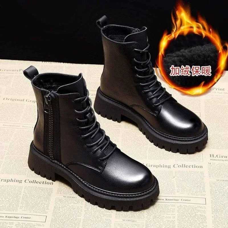Thick-soled Female British Style 2024 New Boots Wild Winter Short Boots Women Shoes Cott Shoes Winter Plus VeetXJ251211