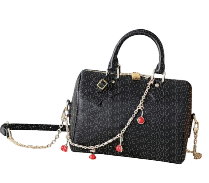 Embossed Black with Black Hardware Designer bags Luxury Soft 25CM Boston Bag Totes Handbag Shoulder Bags Crossbody Top Quality P9 Pouch wallet Soft