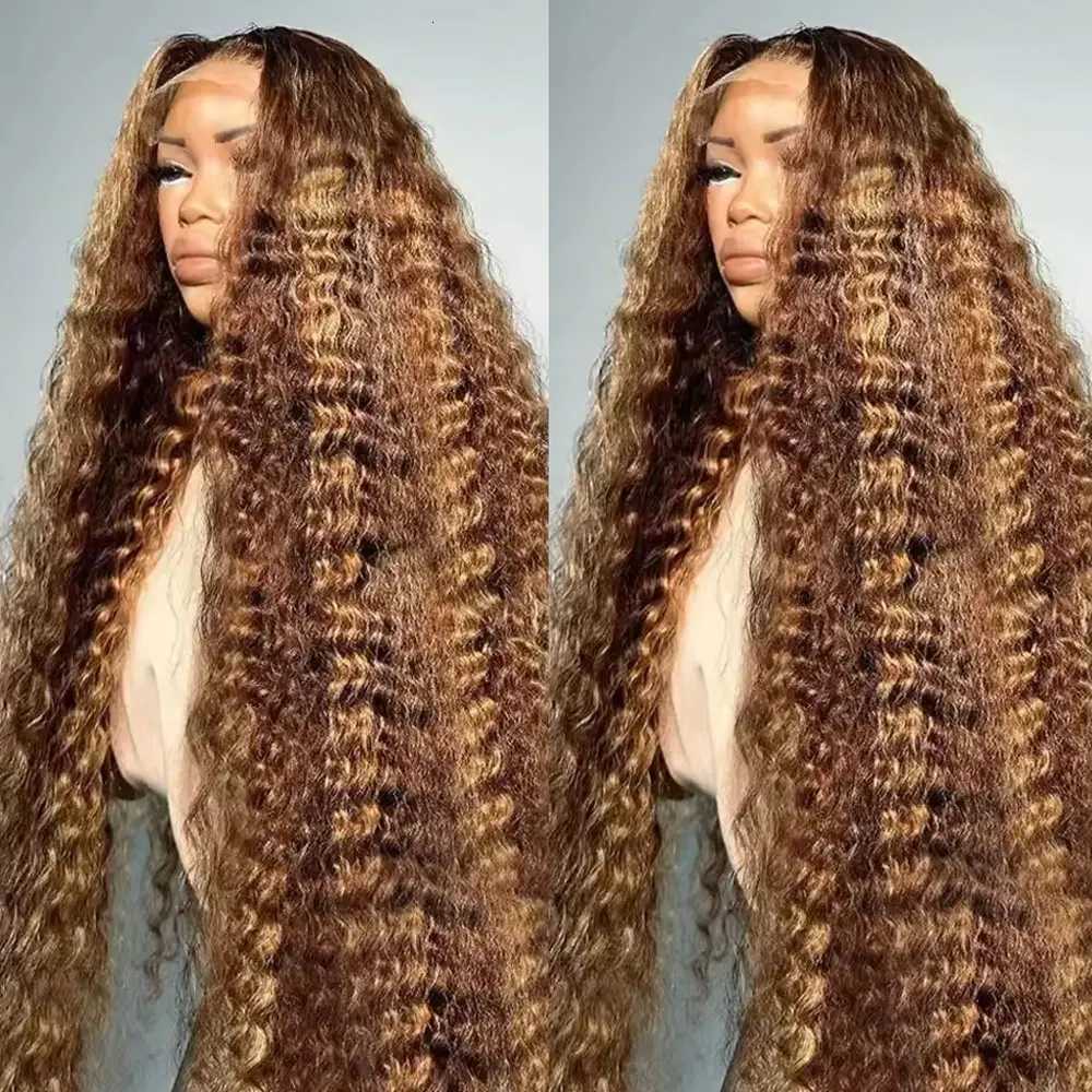 250 Density Highlight Colored 13x4 Lace Frontal Human Hair Wig Brazilian 4/27 Deep Wave Human Hair Wigs For Women Pre Plucked M251211-image-1088070314