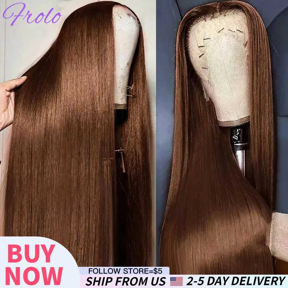 250 Densit Chocolate Brown 13x6 Human Hair Wigs Hd Lace Straight Human Hair Wig 30 36Inch Pre Plucked Brazilian Brown Hair Wigs M251211-image-1088070186