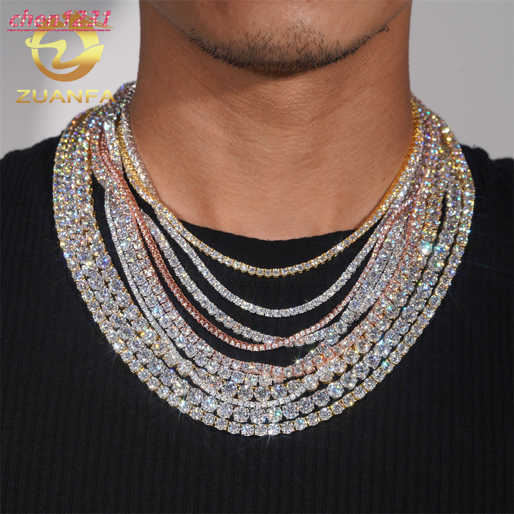 Pass Diamond Tetser 2mm 3mm 4mm 5mm 6mm 925 Silver Moissanite Tennis Necklace Fashion Jewelry for Men Women