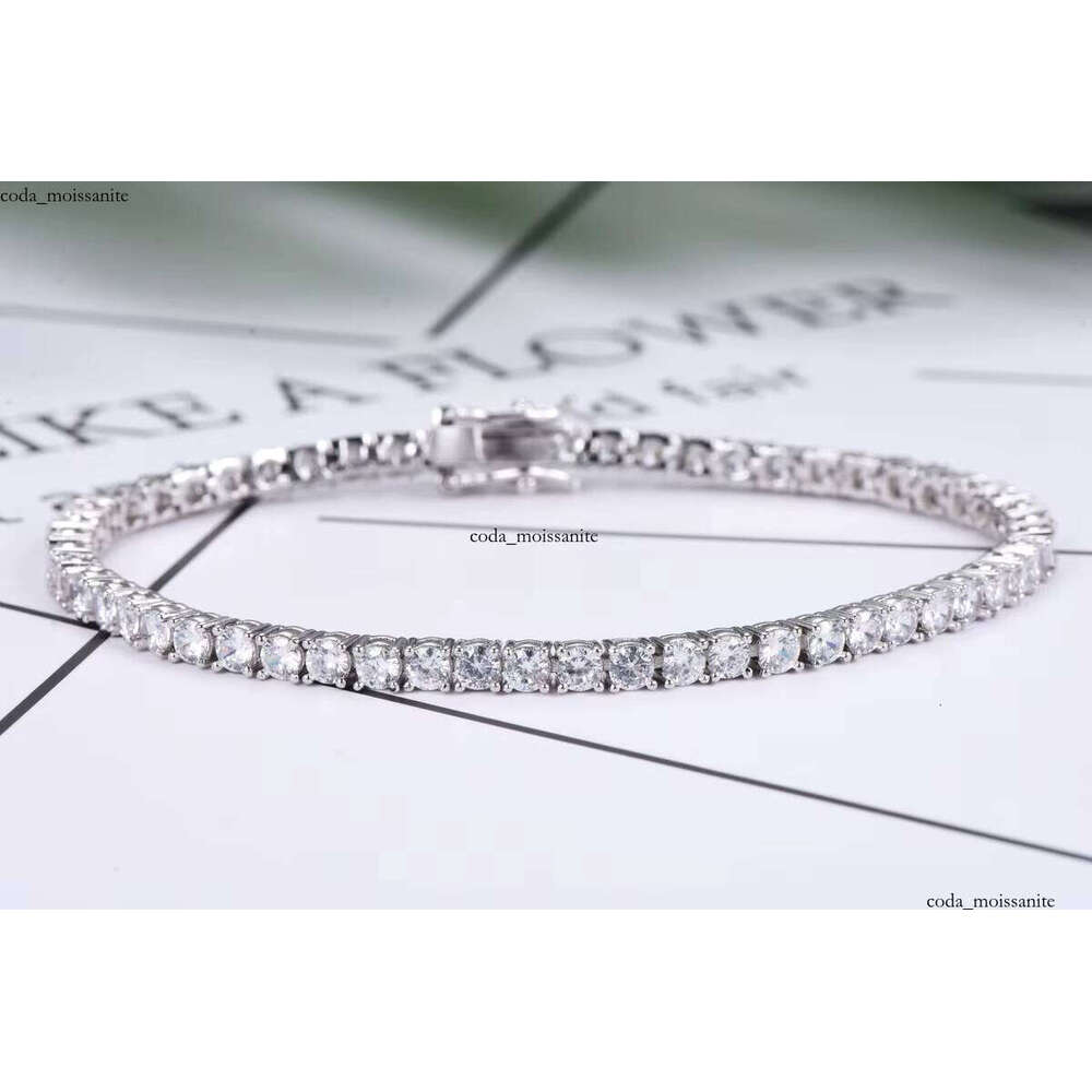 VVS Moissanite Tennis Chain Long Stick Hip Hop Necklace Plated Fashion Jewelry Brass Hiphop Pure Silver Charm Bracelet
