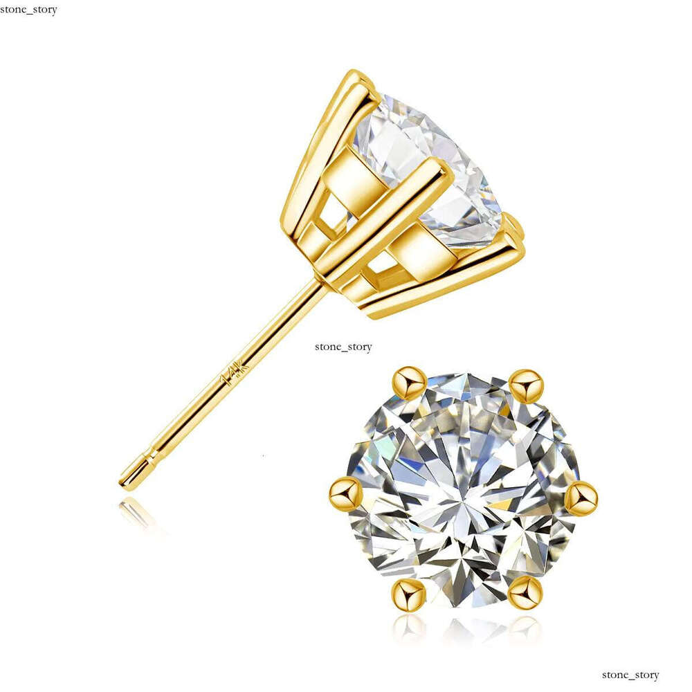 VVS Moissanite Custom Bijoux Oro Joyas 14k Gold 5D Designer Studs Luxurious Women's Boutique Jewelry with Sandstone Earrings