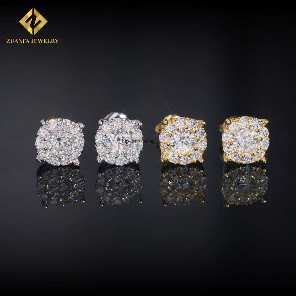 U.S. Warehouse Bulk Stock Hot Sale GRA Certificate Screw Back 925 Silver VVS Silicon Stone VVS Moissanite Hip Hop Earrings