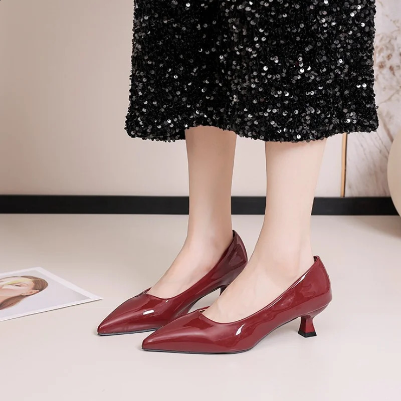 Womens Cow Pointed Toe Slip-on Pumps High Quality Soft Comfortable Elegant Ladies Thin High Heel Slim Dress Shoes 251209