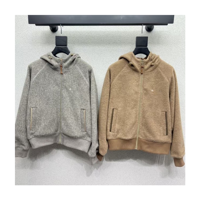 Fashion womens outerwear designer jacket top trendy spring autumn hooded woolen woman outerwear double-sided wearable versatile thick khaki casual j