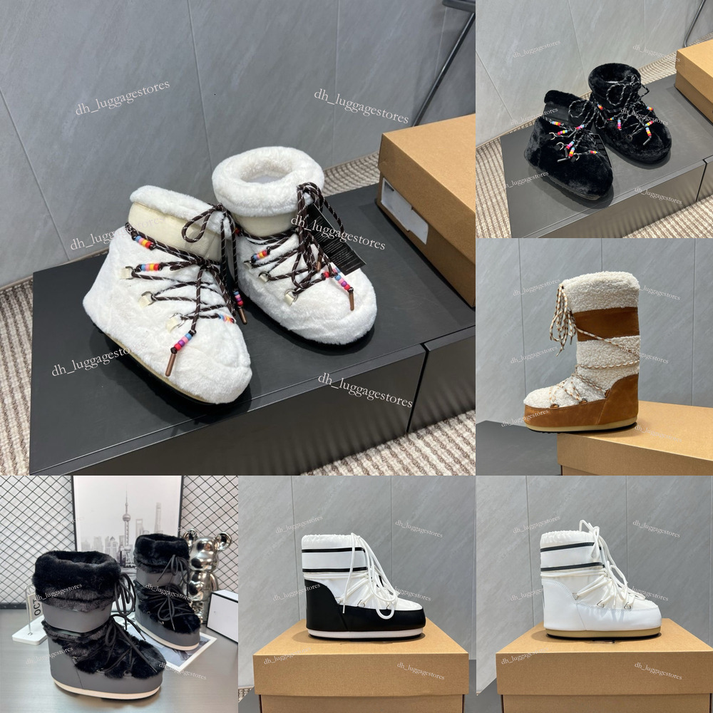 High-quality shoes Fashion Moon Snow Boots New 2025 Moon Bootes Winter Medium and High Tube Lace-up Cotton Shoes Non-slip Warm Ski Shoes 5z11 6