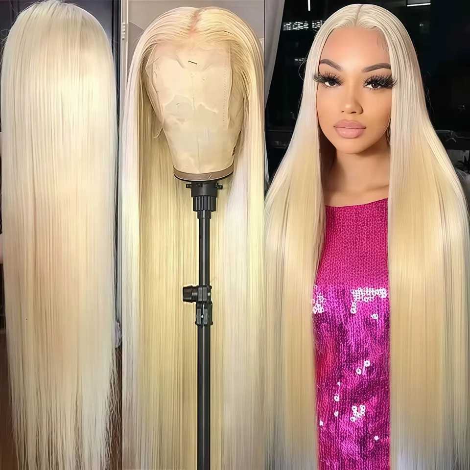 613 HD Transparent Lace Frontal Wig 13x6 Blonde Bone Straight 100 Human Hair Wigs Pre Plucked High Density Brazilian Real Hair M251211-image-1088070169