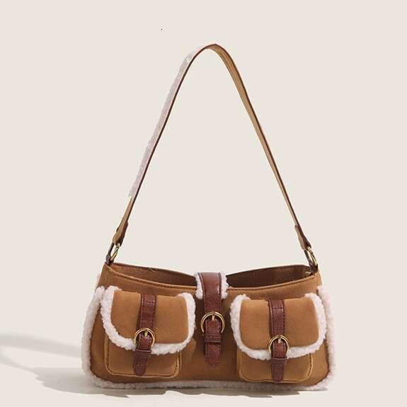 Designer Bags Maillard retro Compact and versatile backpack New style lamb plush face handbag, high-end single-shoulder bag
