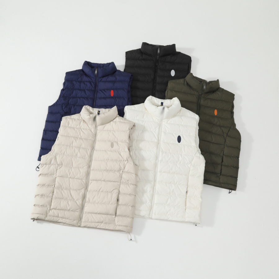Designer puffer jacket men doudoune Embroidered Old Money Women Business Casual Standing Collar Down Jacket Vest White duck down casual down jacket