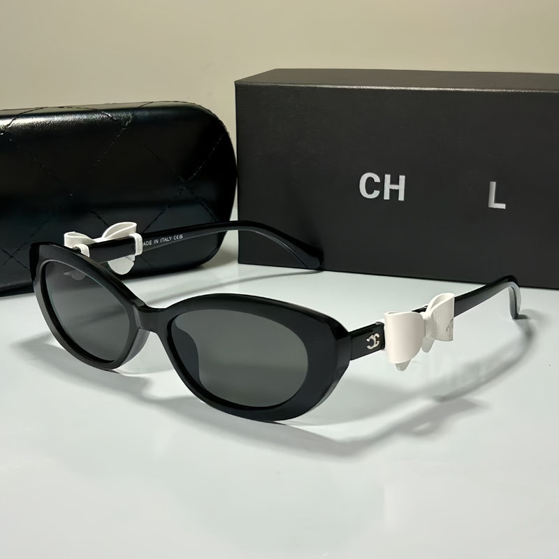 Designer Sunglasses for Women Oval Frame UV Protection Bow Letter Temples - Fashionable Casual Vacation & Shopping Eyewear-image-943625835