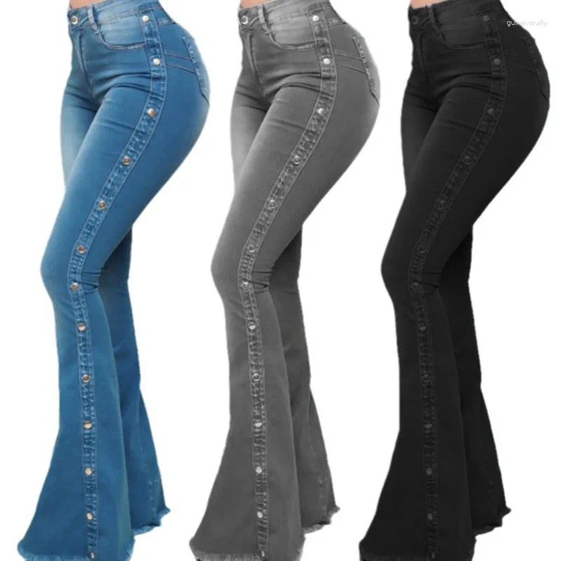 Abbigliamento jeans da donna Pantaloni lunghi da donna con altoparlante da pavimento elastico a vita alta europeo americano 2025
