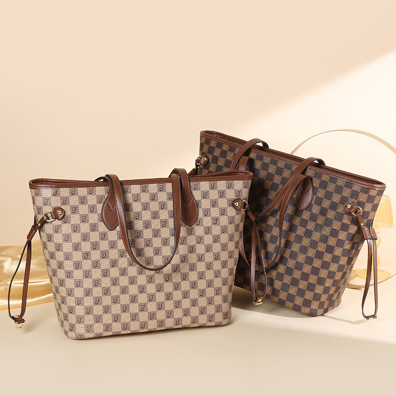 Douxlihm Free Shipping New Designer Bag Women's Bag Retro Large Capacity Plaid Tote Bag Fashion Simple Versatile Handbag Shoulder Bag