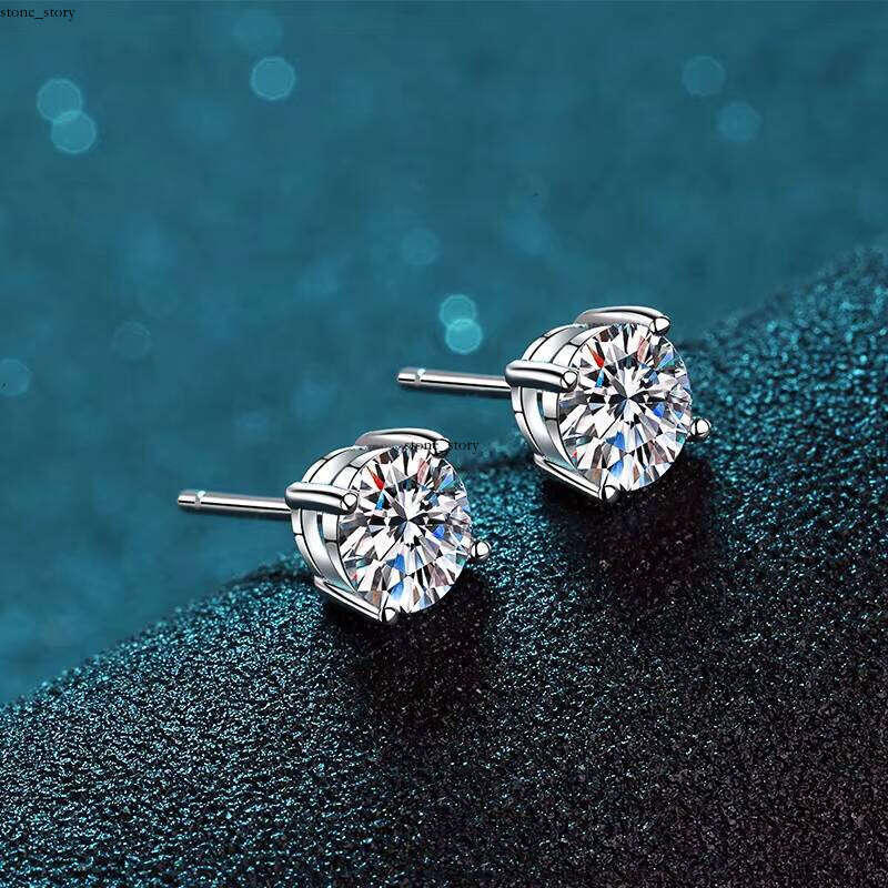 Fashion Shiny VVS Moissanite Simple Jewelry 925 Sterling Silver Stud Women's Earrings