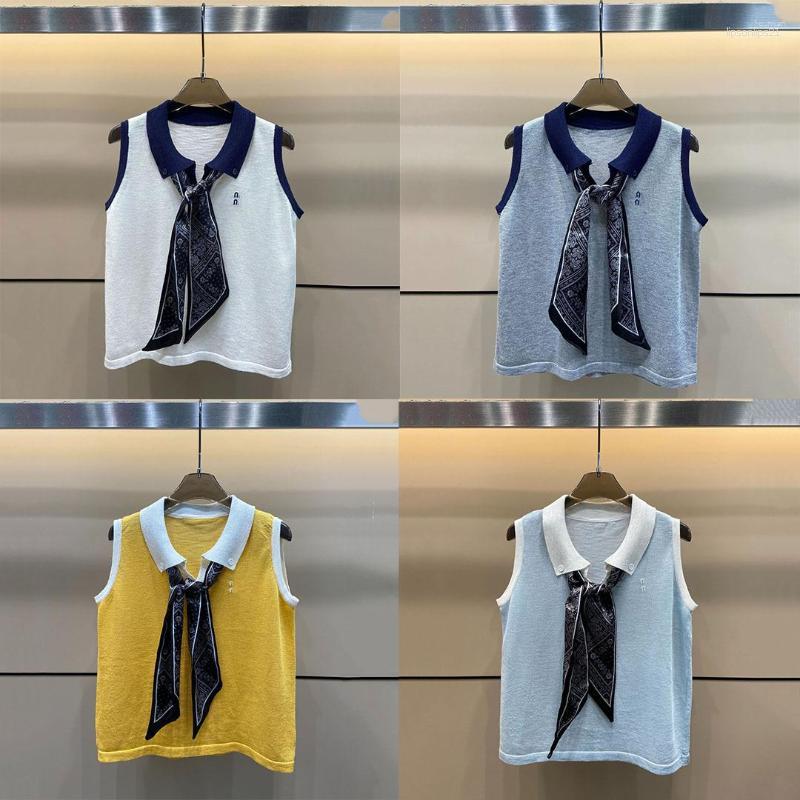 Women's Polos Designer Womens Polo Shirts Sleeveless T-shirt Fashion Ribbon Decoration Girls College Style Dressing