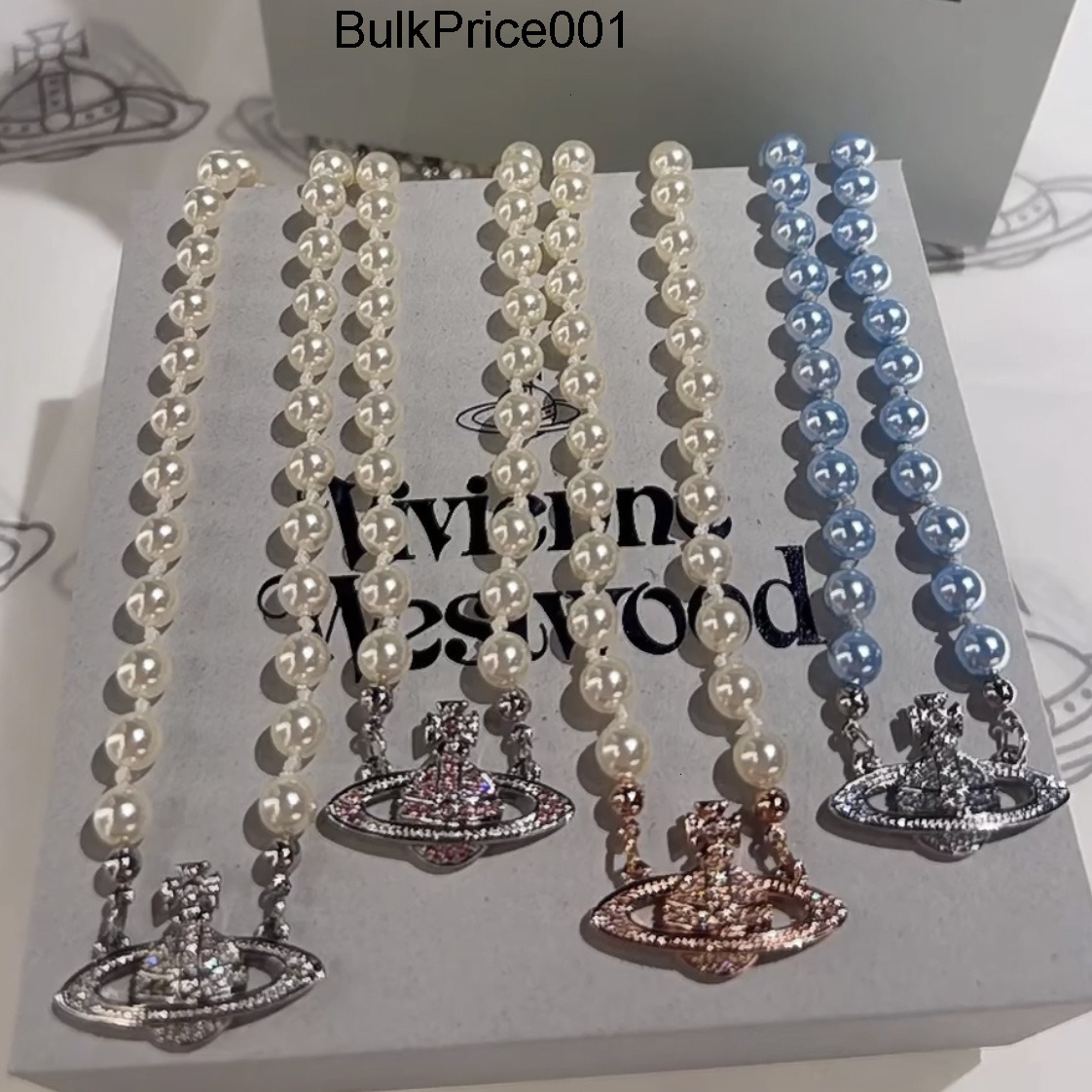 Wests Woods Empress Dowager Cixi High Version New Light Luxury Sweet Full Diamond Classic Pearl Saturn Necklac viviane Vivienme viviennen viviennely
