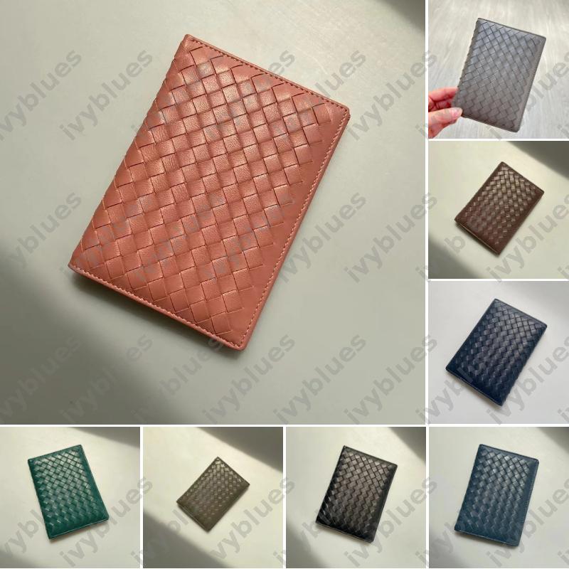 Designer Mens Womens Leather Passport Book Fashion Charm Multi Card Slot High Quality Woven Wallet Neutral Couple Wallet With Box
