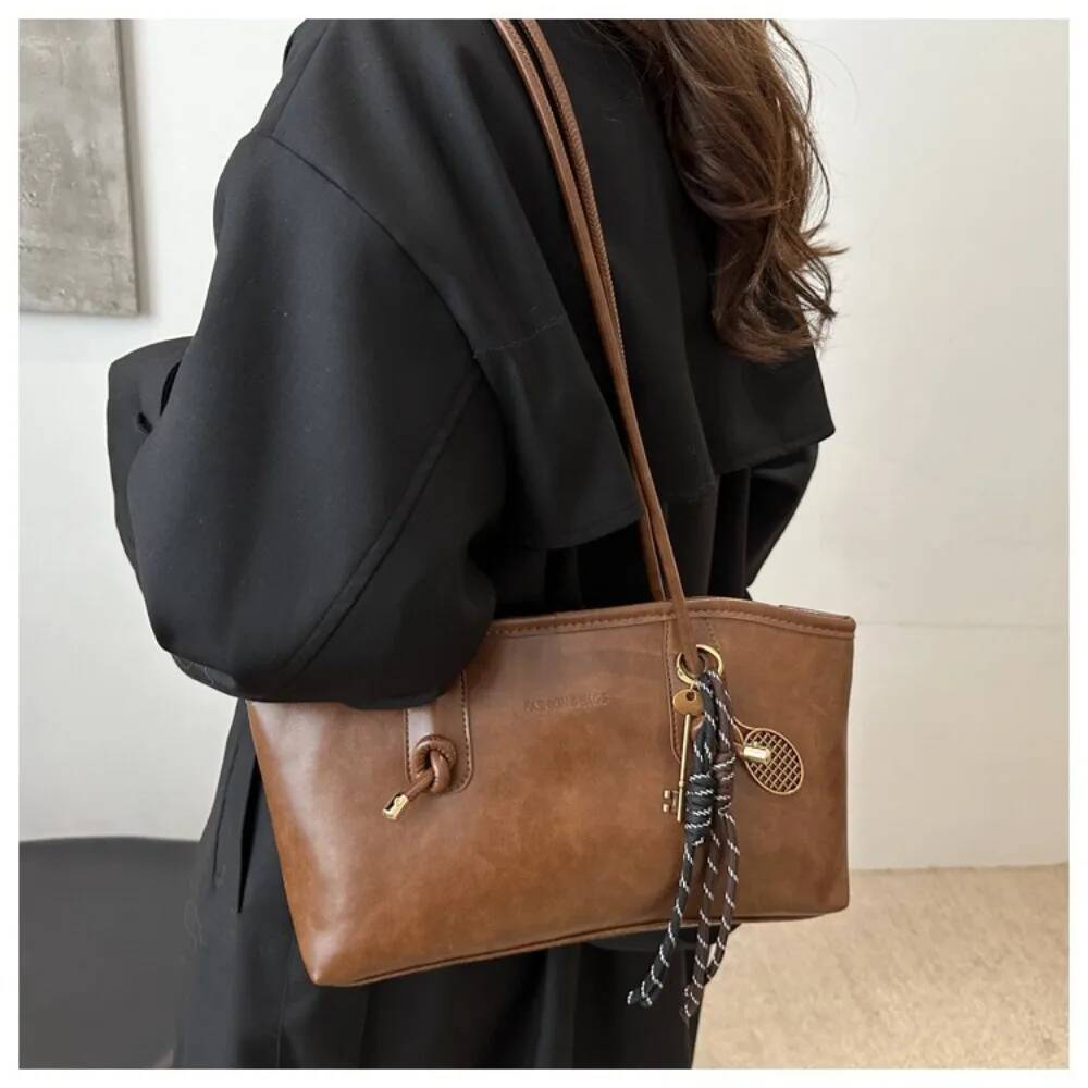 Y2K Trend PU Leather Work Shoulder Large Capacity Simple Crossbody Solid Color Commuting Bag Women Female ddmythur